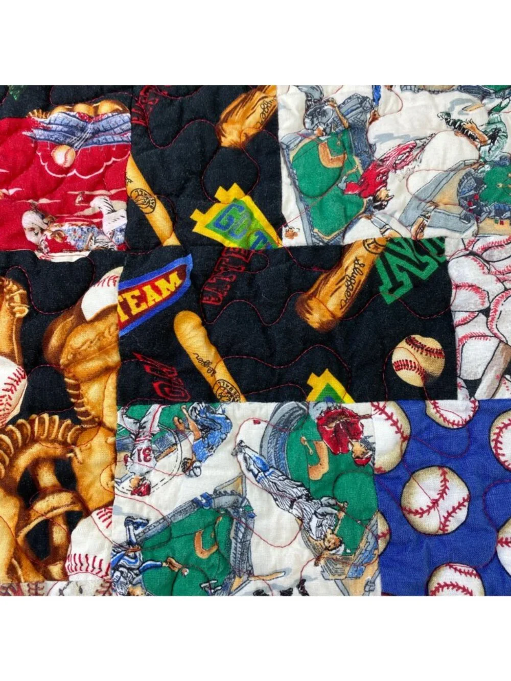 Handmade Yellow Brick Road Baseball Theme Quilted Quilt Flannel Back LA Dodgers